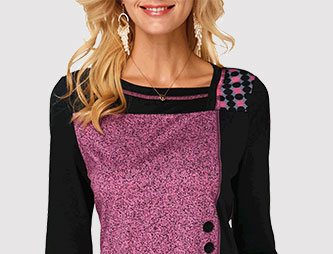 Button Detail Dot Print Long Sleeve T Shirt