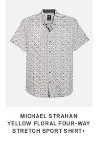 Michael Strahan Yellow Floral Four-Way Stretch Sport Shirt>