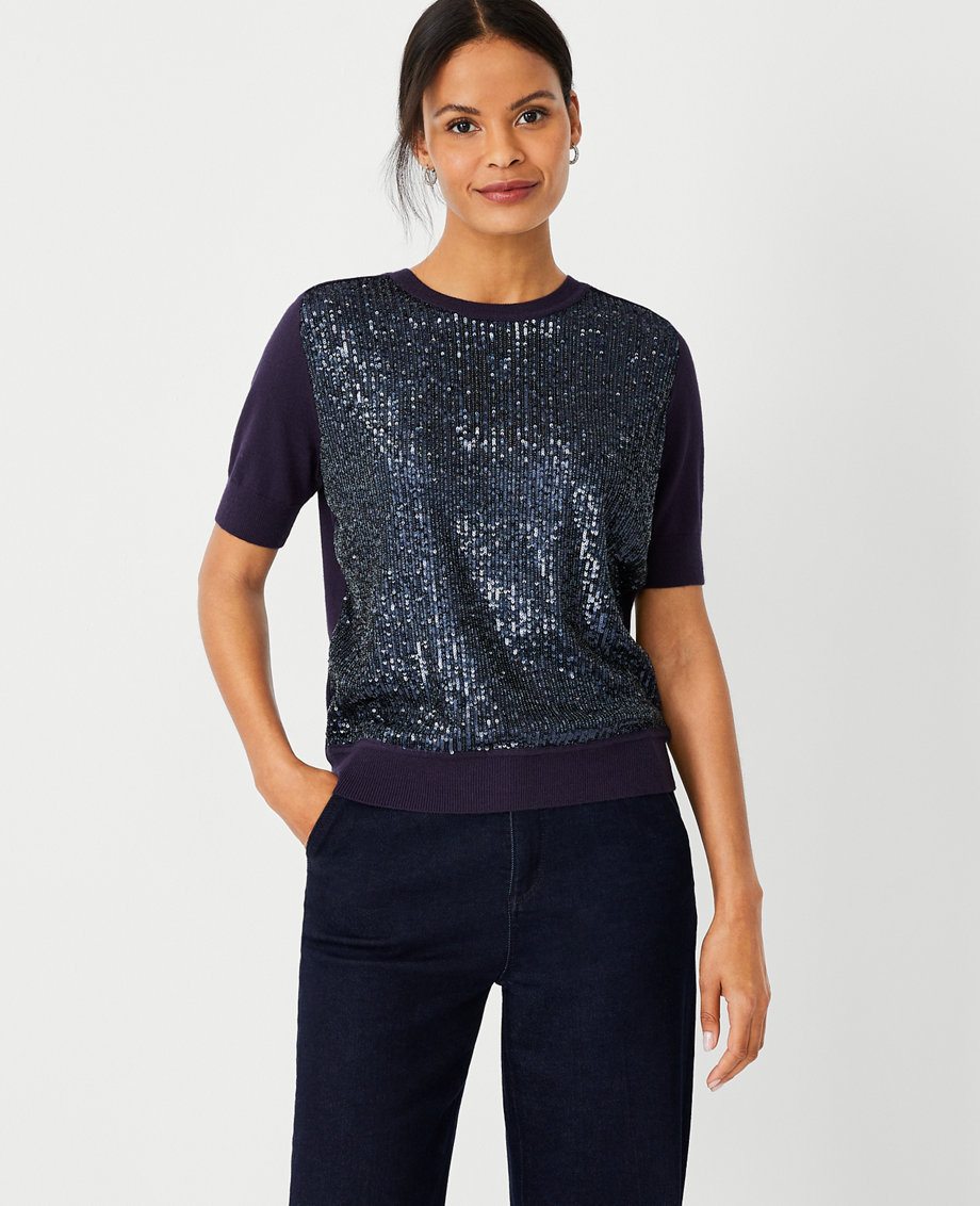 Sequin Front Sweater Tee