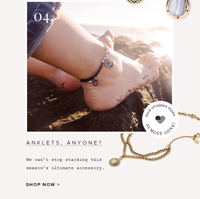 The latest way to wear your favorite symbols. Add anklets> 