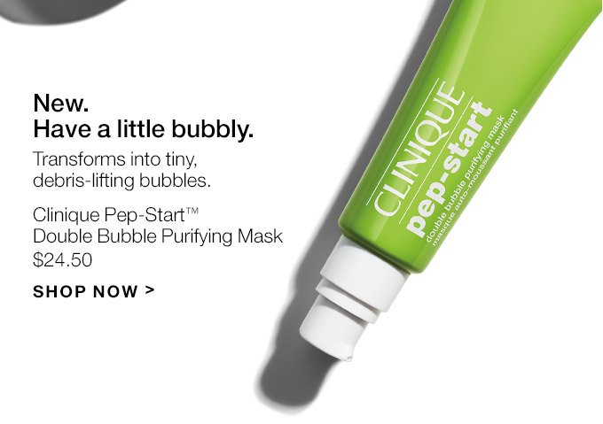 New. Have a little bubbly. Transforms into tiny, debris-lifting bubbles. Clinique Pep-Start(TM) Double Bubble Purifying Mask $24.50 SHOP NOW