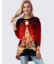Christmas Tree Print Round Neck T Shirt