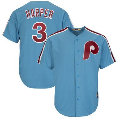 Majestic Bryce Harper Philadelphia Phillies Light Blue Cool Base Cooperstown Player Jersey