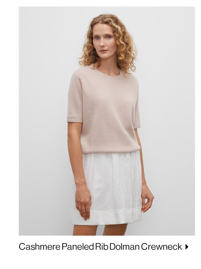 Cashmere Paneled Rib Dolman Crewneck