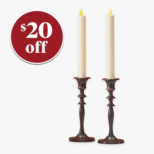 Luminara® Real-Flame Effect 8-Inch Battery-Operated Taper Candles in Ivory (Set of 2) - $20 off