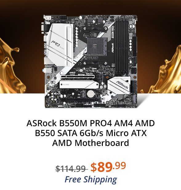 ASRock B550M PRO4 AM4 AMD B550 SATA 6Gb/s Micro ATX AMD Motherboard