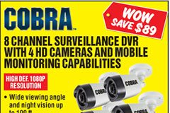 8 Channel Surveillance DVR with 4 HD Cameras and Mobile Monitoring Capabilities 