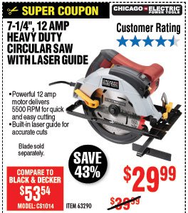 7-1/4 in. 12 Amp Heavy Duty Circular Saw With Laser Guide System