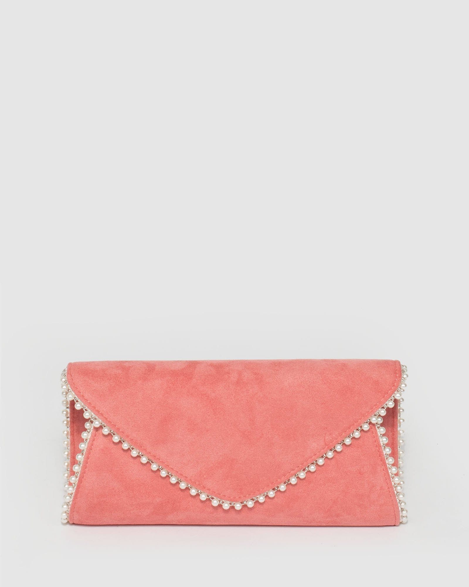 Image of Pink Oriana Pearl Clutch Bag