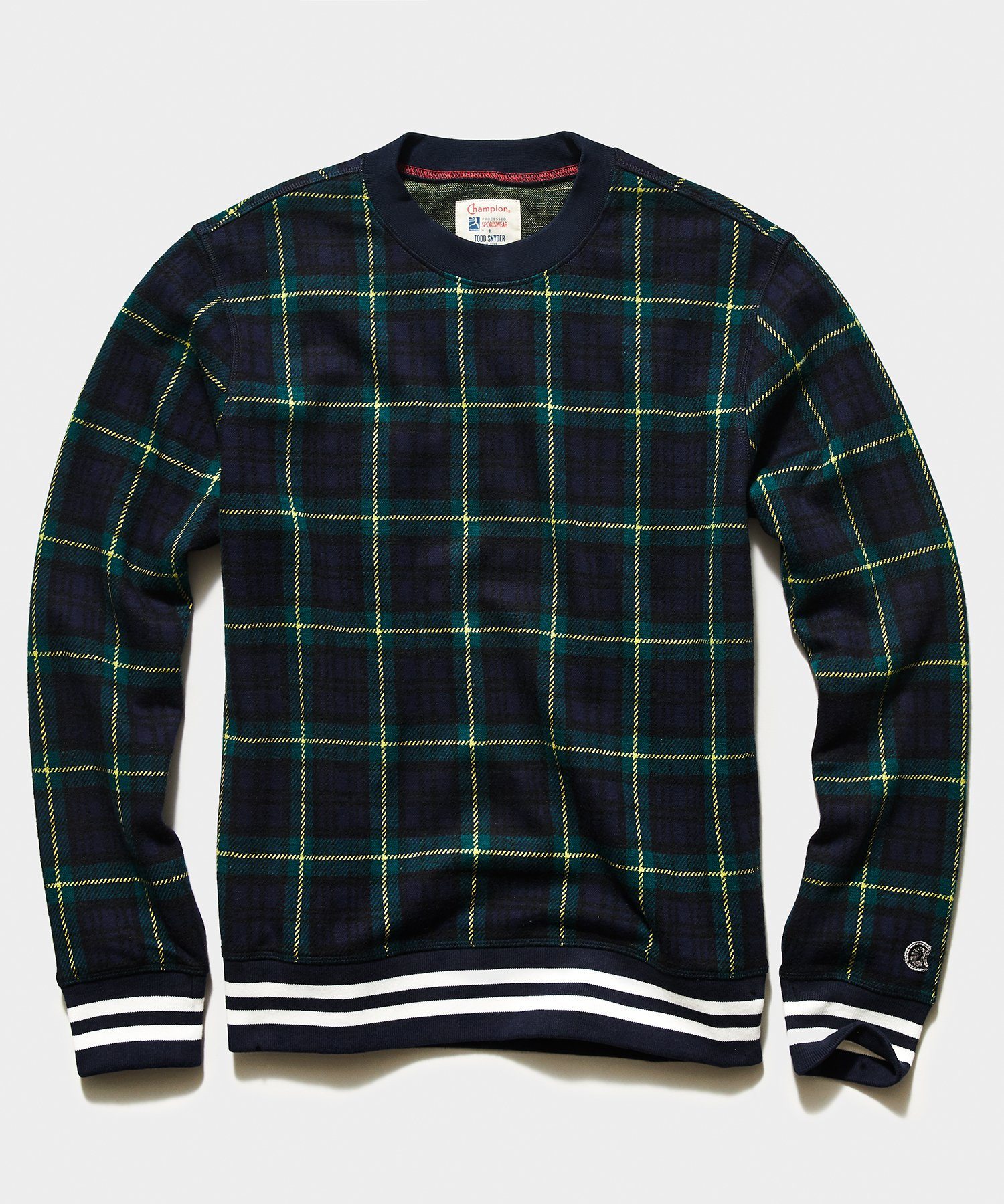 Image of Champion Wool Blackwatch Crewneck Sweatshirt in Navy