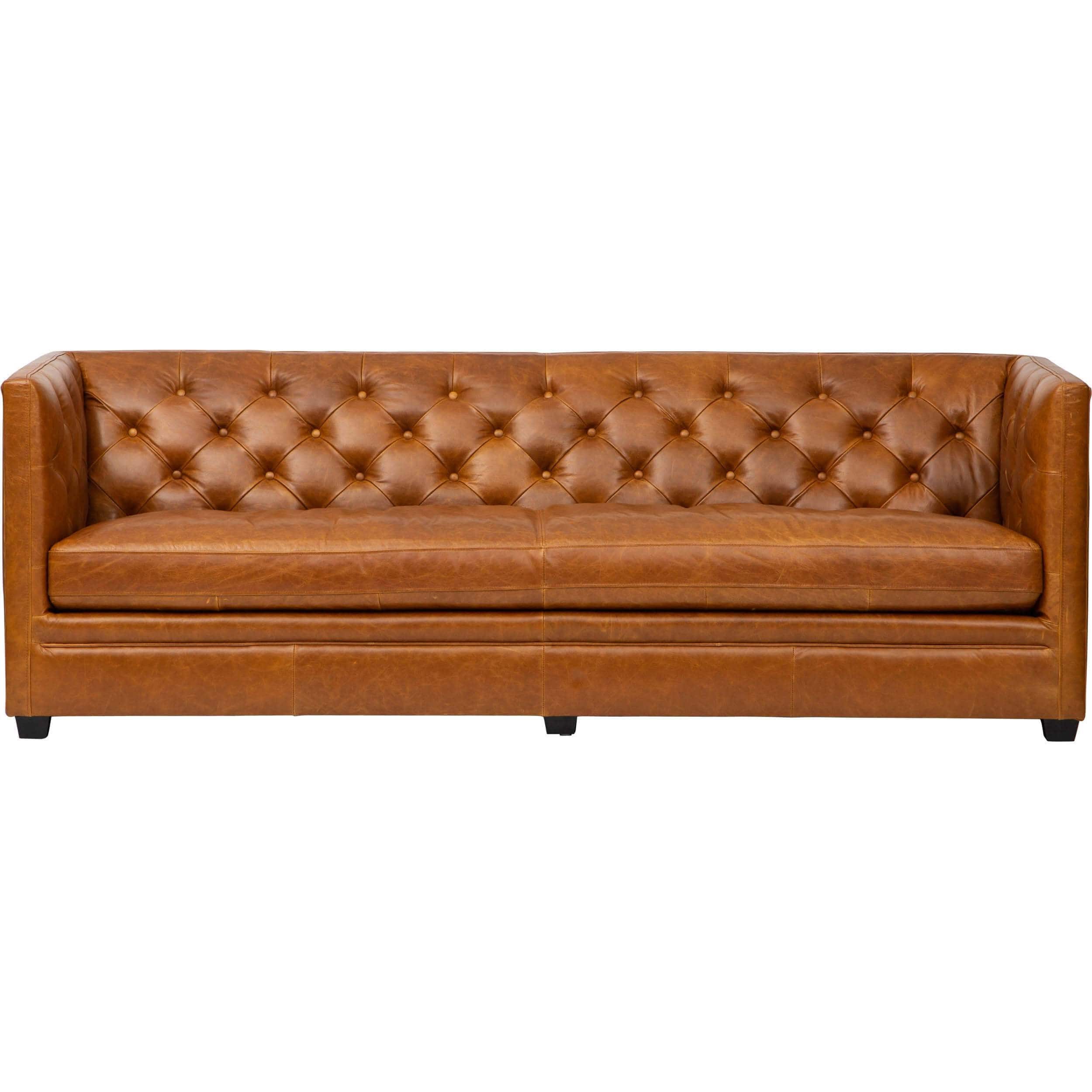 Image of Ryan Leather Sofa, Oil Buffalo Camel