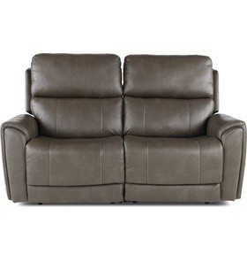 Damon Smoke Gray Power Reclining Loveseat with Power Lumbar and Headrest