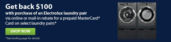 Get back $100 with Electrolux laundry pair