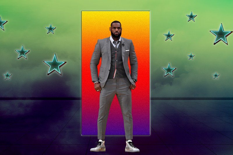 This image may contain Suit, Coat, Clothing, Overcoat, Apparel, LeBron James, Vehicle, Transportation, Aircraft, and Airplane