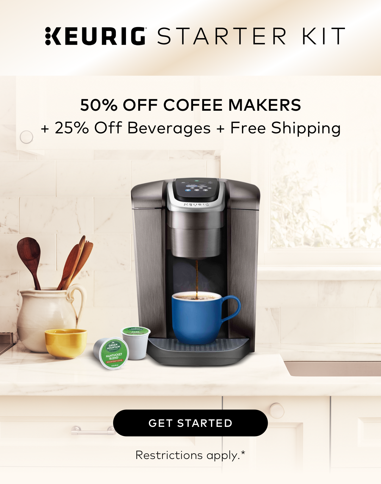 50% off Coffee Makers + 25% off Beverages + Free Shipping
