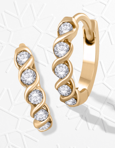 Diamond Twist Hoop Earrings 1/10 ct tw 10K Yellow Gold