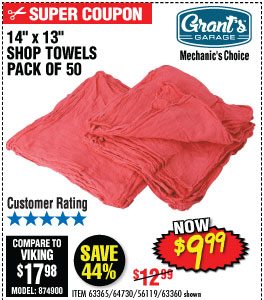 View Mechanic's Shop Towels 14 in. x 13 in., 50 Pk.