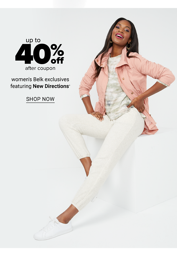 Up to 40% off women's Belk exclusives featuring New Directions, after coupon. Shop Now.