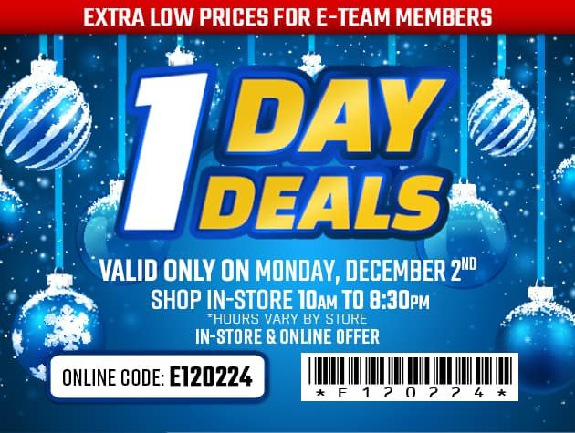 One Day Deals - Monday, December 2, 2024