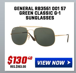 RAY-BAN® GENERAL RB3561 001 57 GREEN CLASSIC G-15 SUNGLASSES