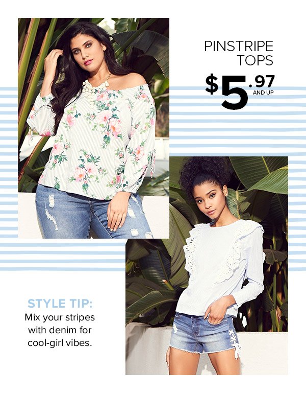 Shop Pinstripe Tops $5.97 and Up