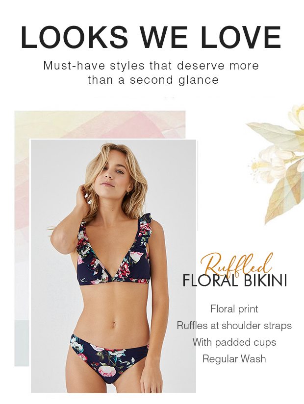 ruffled floral bikini cupshe