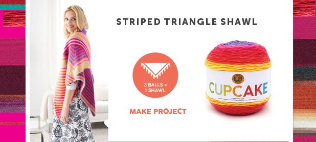 Image of STRIPED TRIANGLE SHAWL. MAKE PROJECT.