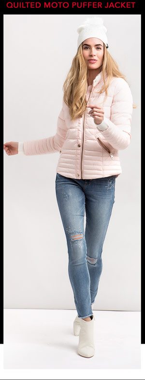 QUILTED MOTO PUFFER JACKET