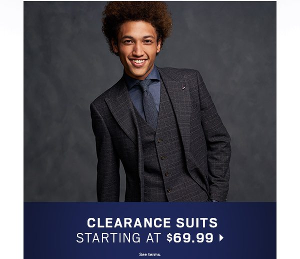 Clearance Suits starting at $69.99
