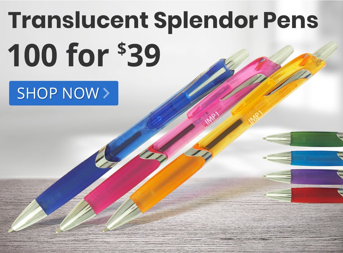 100 Translucent Splendor Pens for only $39!