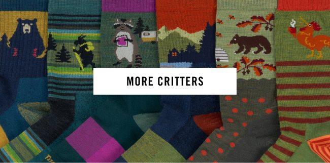 Shop More Critter Socks - Overlapping Darn Tough socks featuring different animal patterns