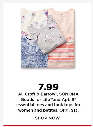 7.99 sonoma goods for life, croft and barrow and apt. 9 essential tees and tank tops for women and p