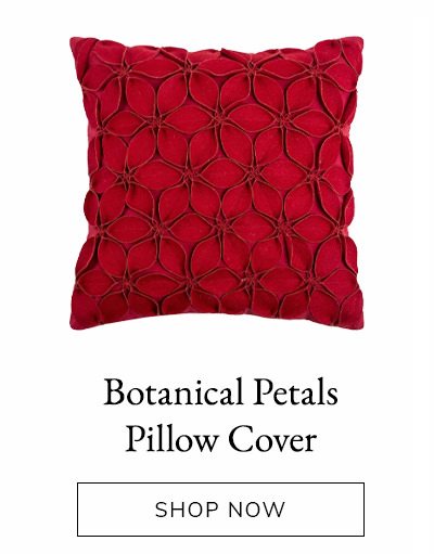 Solid Botanical Petals Cotton Red Pillow Cover | SHOP NOW
