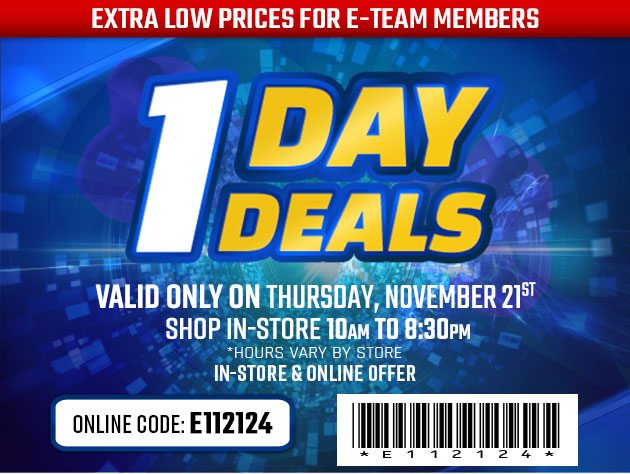 One Day Deals - Thursday, November 21, 2024