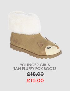 Younger Girls Tan Fluffy Fox Boots