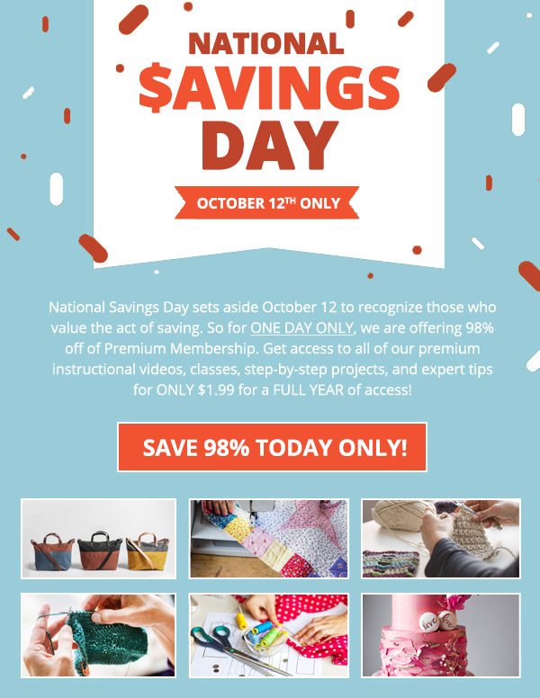 Craftsy - National Savings Day