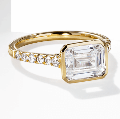 Lab-Grown Diamonds by KAY Emerald-Cut Bezel-Set Engagement Ring 2-3/8 ct tw 14K Yellow Gold