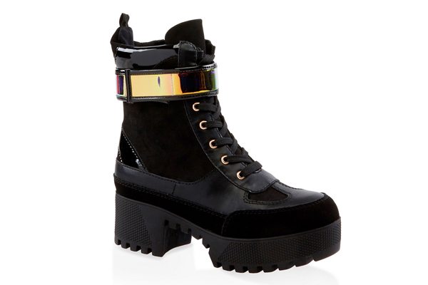 Velcro Strap Detail Platform Boots