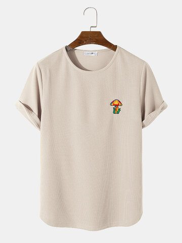 Mushroom Embroidery Texture T-Shirt