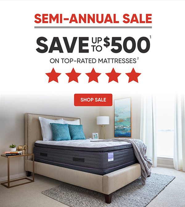 Semi-annual Sale. Save up to $500 on our top-rated mattresses. Shop sale.