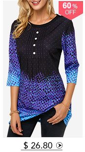 Crinkle Chest Three Quarter Sleeve Blouse