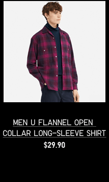 MEN U FLANNEL OPEN COLLAR LONG-SLEEVE SHIRT $29.90