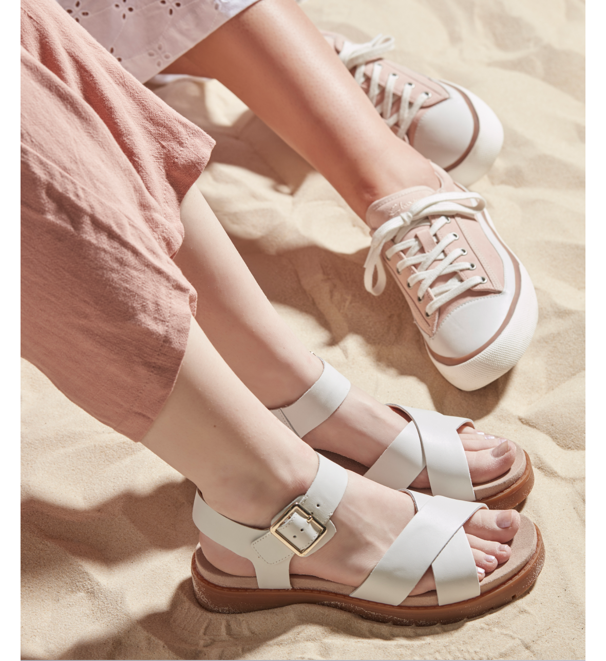 image of models wearing canvas shoes Aceley Lace and sandals Orinoco Strap links to all womens shoes category