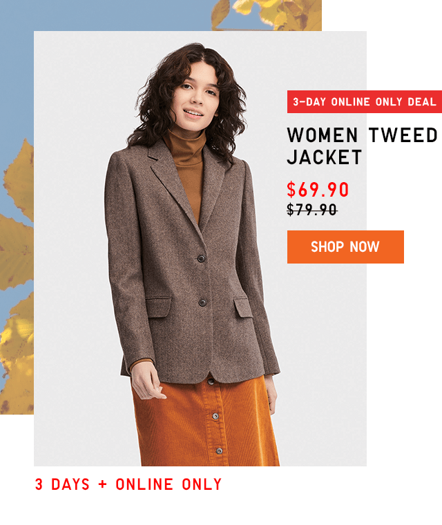 WOMEN TWEED JACKET $69.90 - SHOP NOW