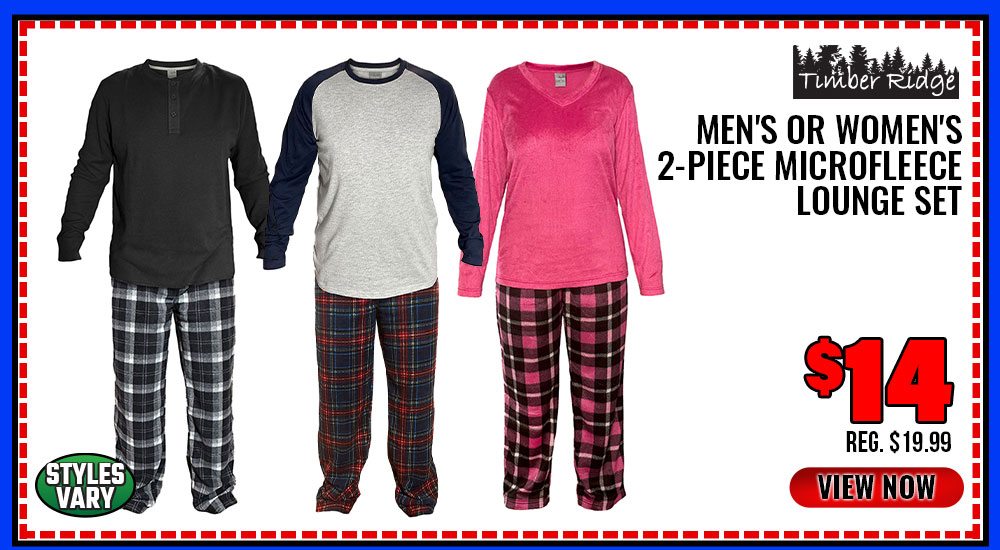 Timber Ridge Men's or Women's 2-Piece Microfleece Lounge Set