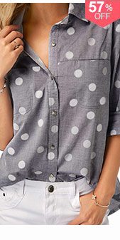 Turndown Collar Polka Dot Print Shirt