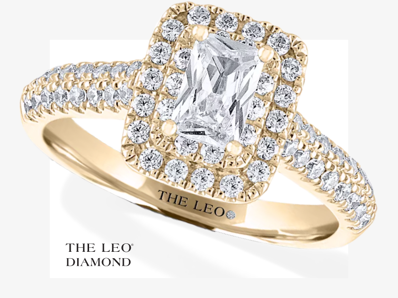 THE LEO Diamond Engagement Ring 1 ct tw Emerald/Round 14K Yellow Gold