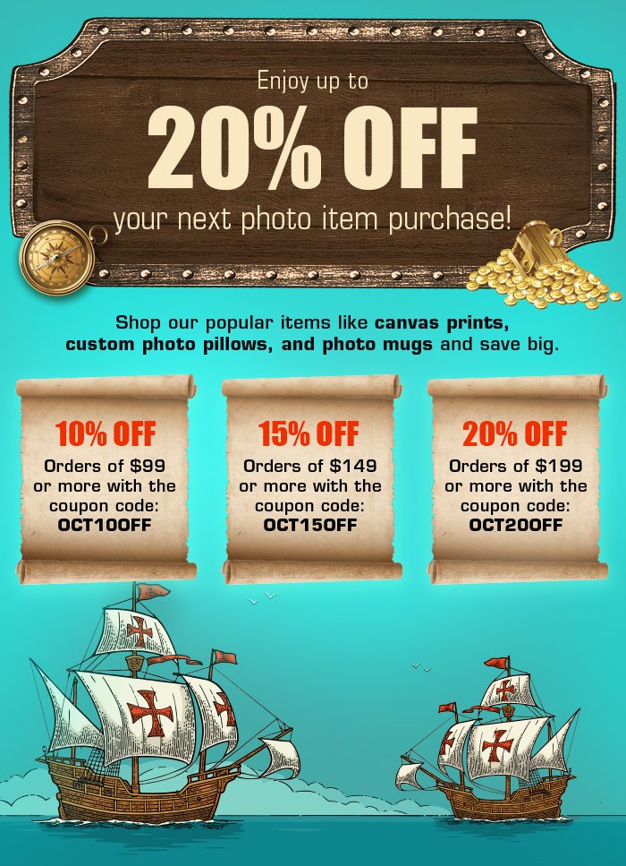 Save more on your favorite photo gift items this Columbus Day!