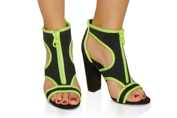 Neoprene Cut Out Block Heel Sandals