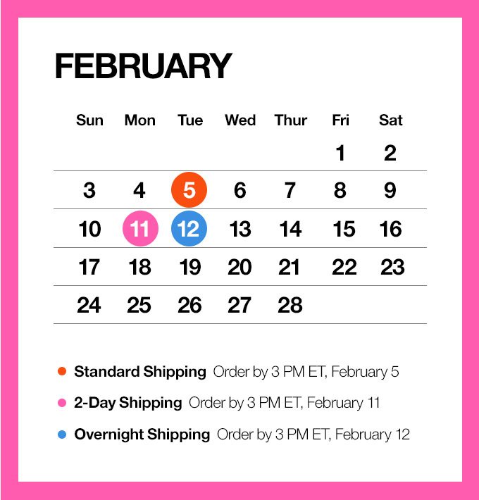 Today OnlyThe rush of love.Free 2-Day Shipping.Send a Valentine’s gift, fast.Enjoy free 2-Day Shippingwith any $75 purchase.*Code 2DAY